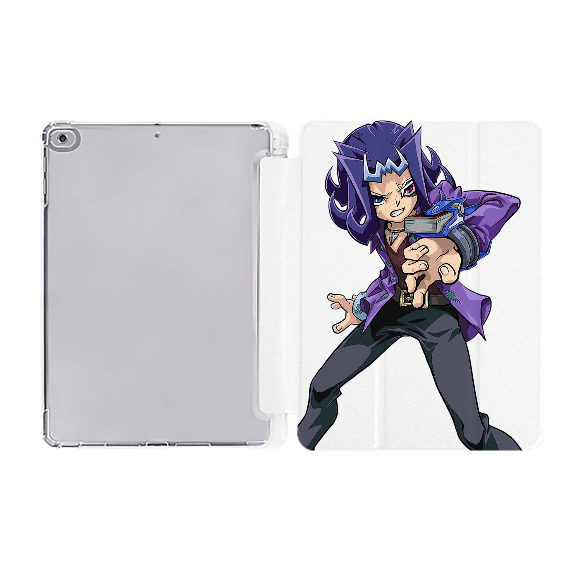（画像用） 遊☆戯☆王 Yu-Gi-Oh! IPad ケース ペン収納付き 三つ折りスタンド PUレザー×シリコン 対応機種9.5/10.5/10.9インチ